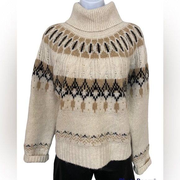 Old Navy Cozy Fair Isle Cable-Knit Turtleneck Sweater for Women / Size Large - Picture 2 of 10